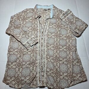 Duo Maternity Size XL Paisley Top in Brown, Blue and White